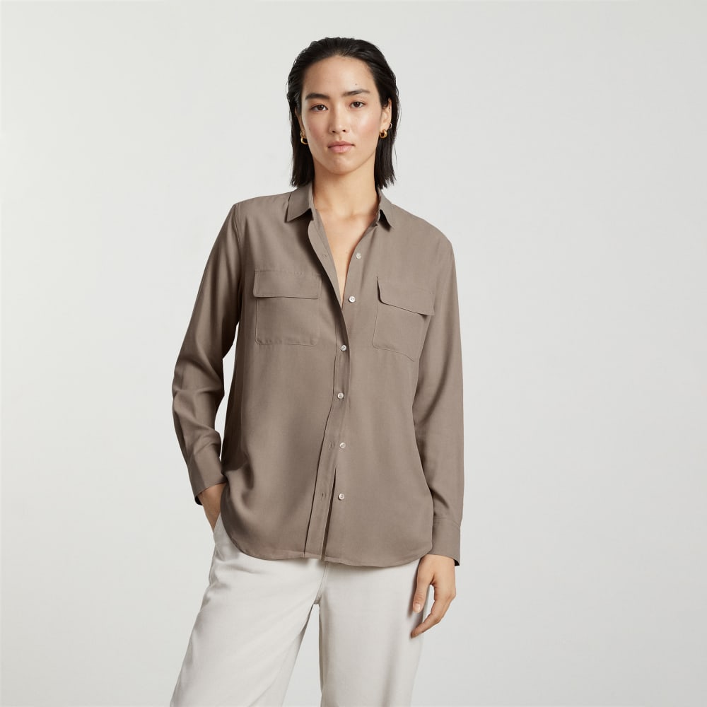 The Washable Silk Relaxed Shirt in Burnt Sugar — alternate view
