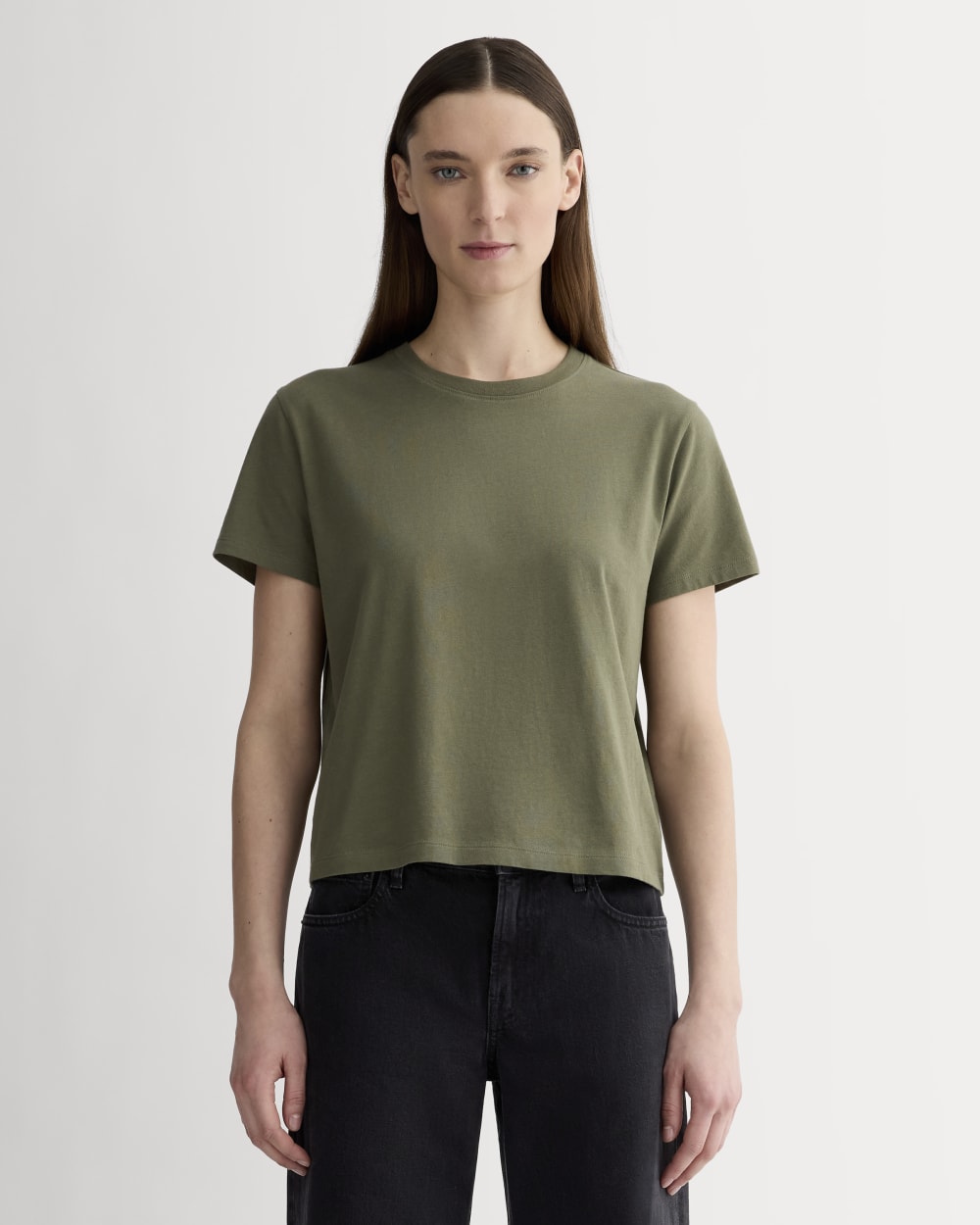 The Box-Cut Tee in Essential Cotton in Kalamata — front view