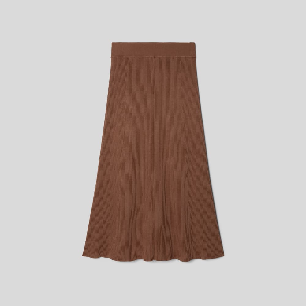 The Ribbed Knit Skirt in Cocoa Brown — alternate view