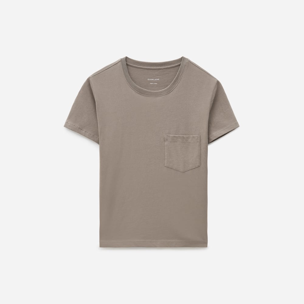 The Box-Cut Tee in Essential Cotton in Clay — detail view