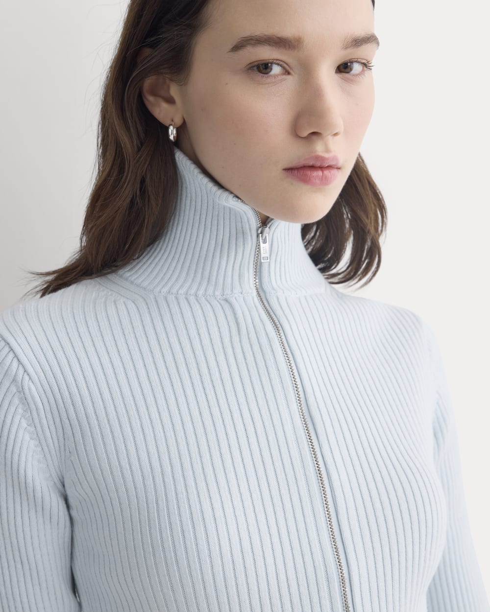 Full-Zip Ribbed Jacket in Everyday Cotton in Skywriting — detail view