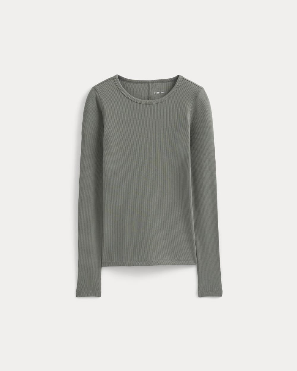The Luxe Rib Long-Sleeve Crew in Agave Green — alternate view