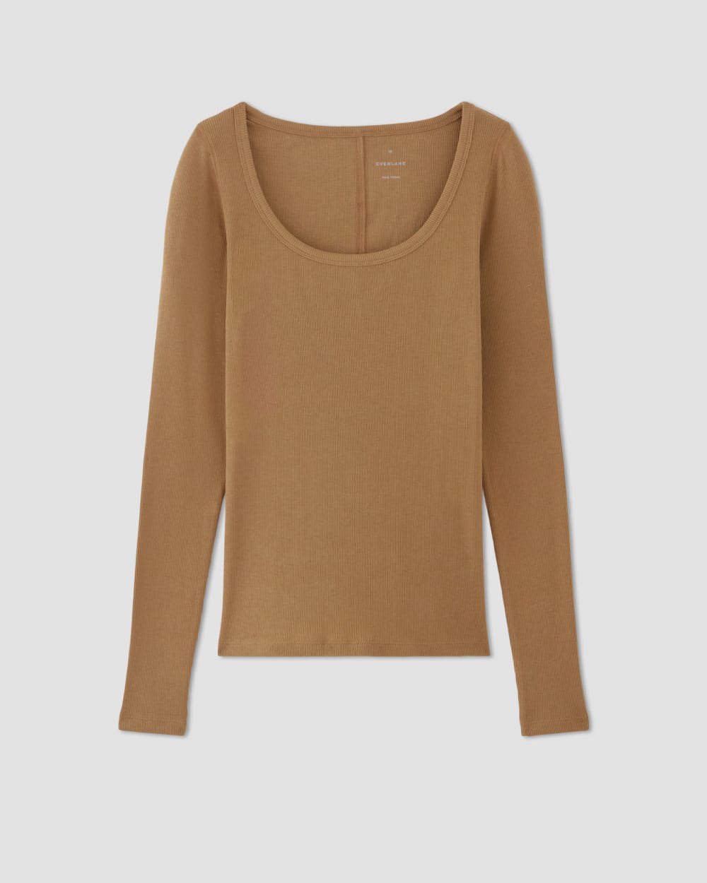 The Luxe Rib Long-Sleeve Scoop-Neck Tee in Toasted Coconut — alternate view