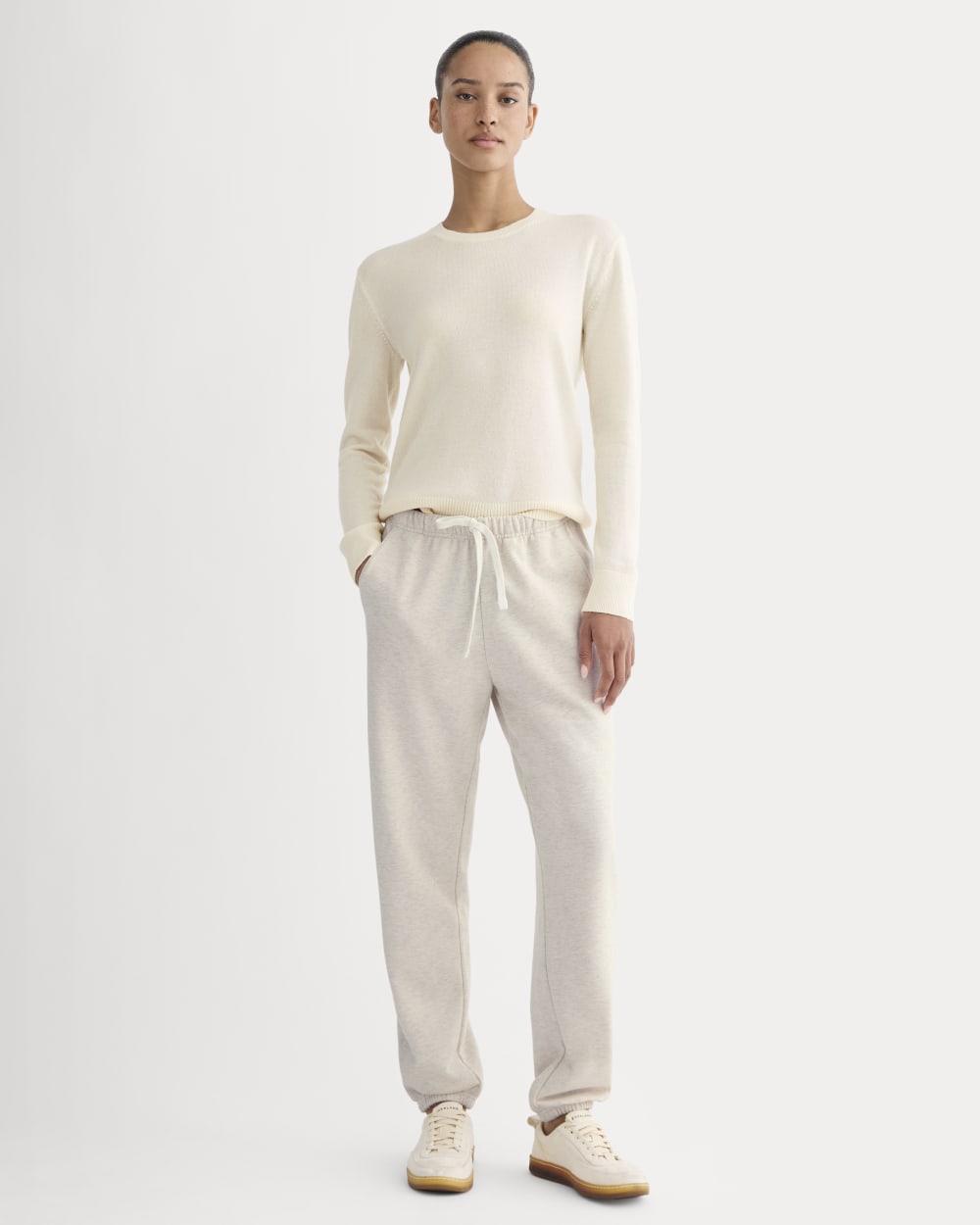 The Off-Duty Jogger in Heathered Oat — front view