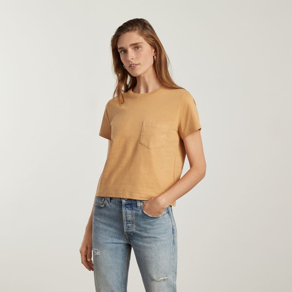 The Box-Cut Tee in Essential Cotton in Iced Coffee — alternate view