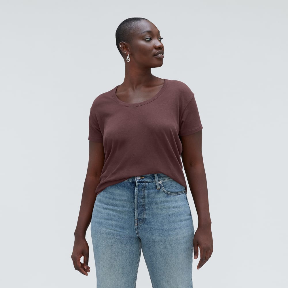 The Air Scoop-Neck Tee in Espresso — front view