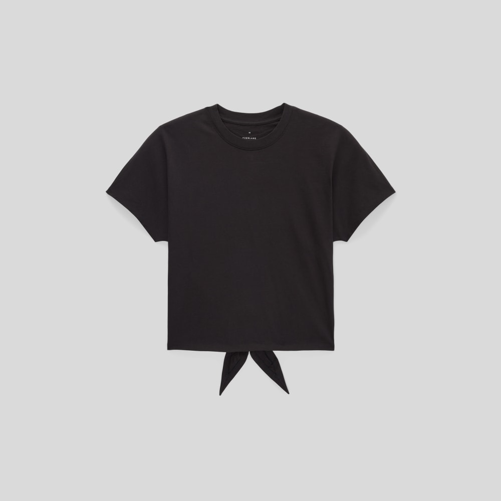 The Organic Cotton Tie Back Tee in Black — alternate view