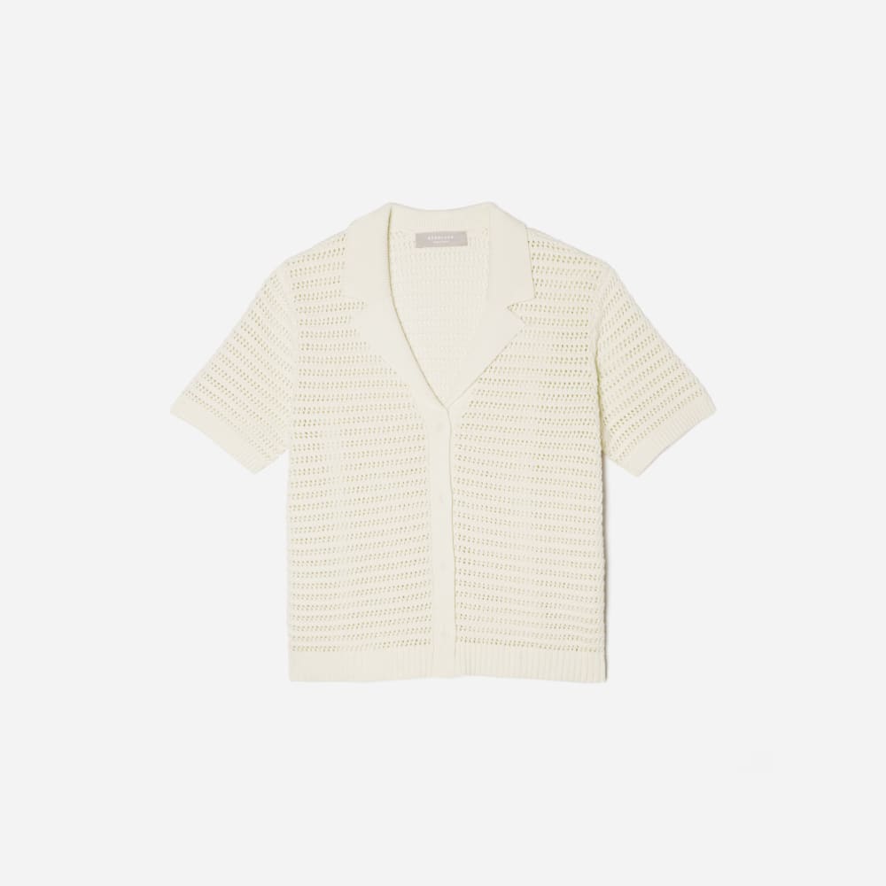 The Crochet Knit Polo in Canvas — front view