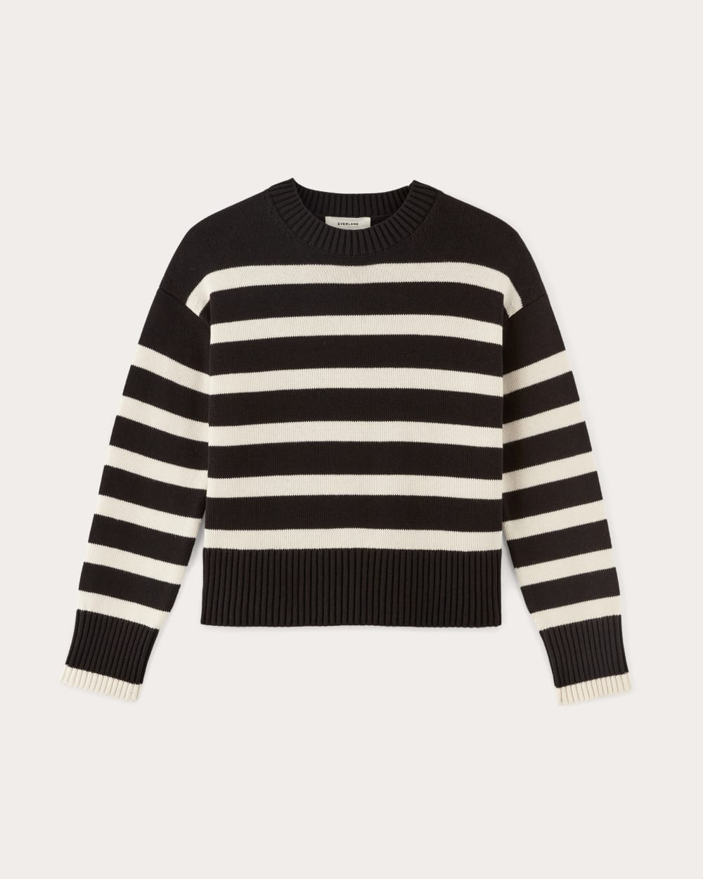 The Boxy Sweater in Everyday Cotton in Black / Canvas — alternate view