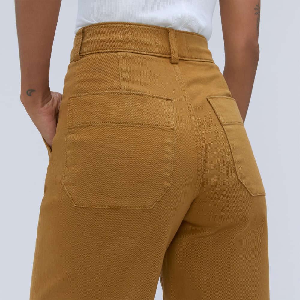 The Organic Wide-Leg Pant in Tapenade — detail view