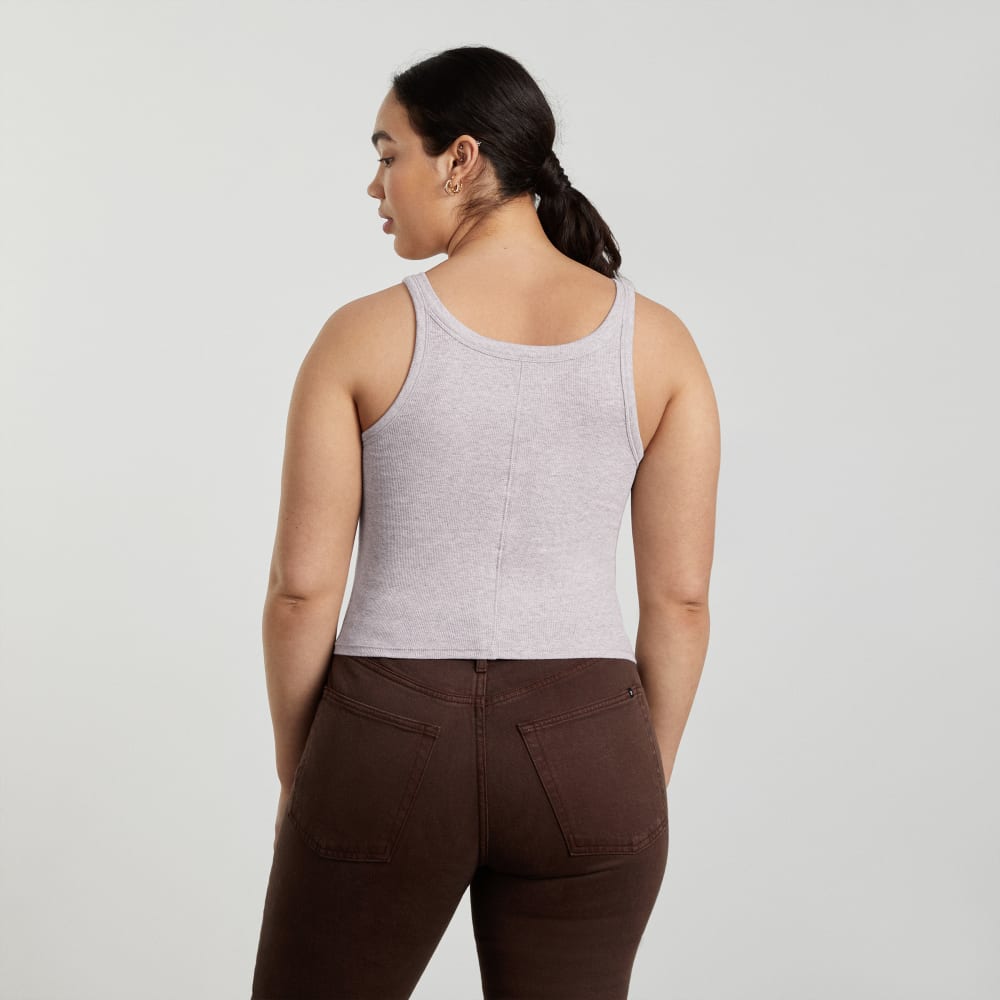 The Pima Micro-Rib Short Tank in Wisteria Grey — detail view