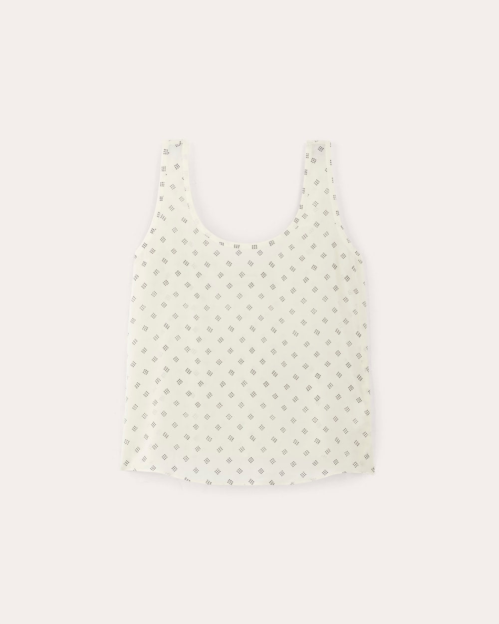 The Scoop Tank in Washable Silk in Bone / Black Square Dot — alternate view