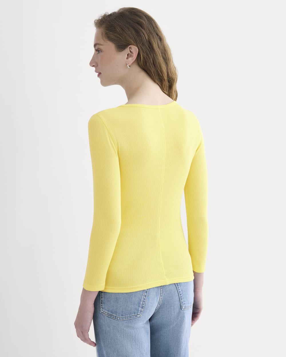 Luxe Rib Deep U-Neck Top in Celandine — detail view