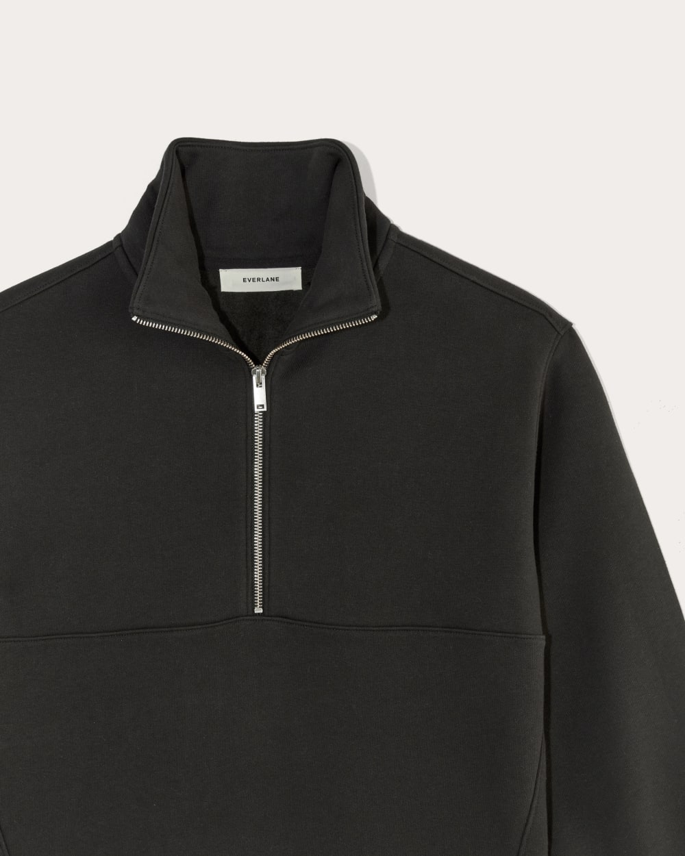 Luxe Fleece Half-Zip Sweatshirt in Black — detail view