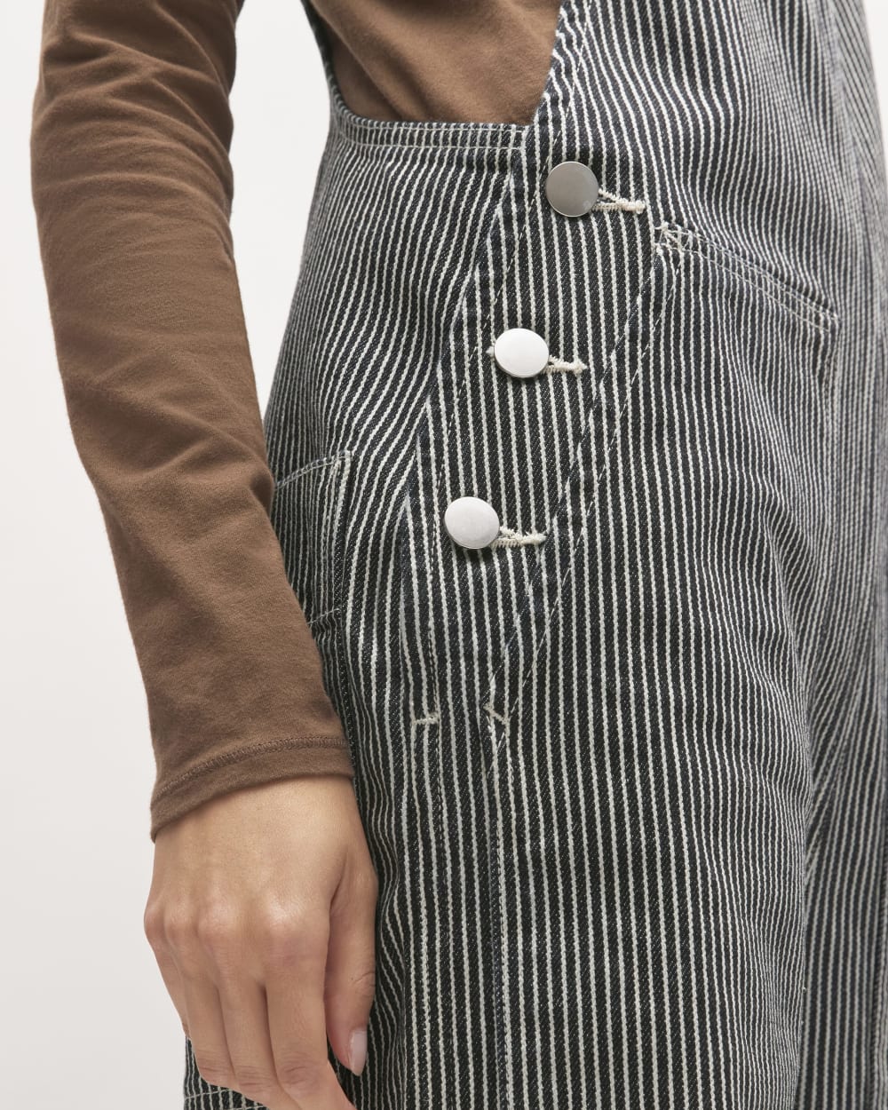 The Gardener Overall in Hickory Stripe — detail view