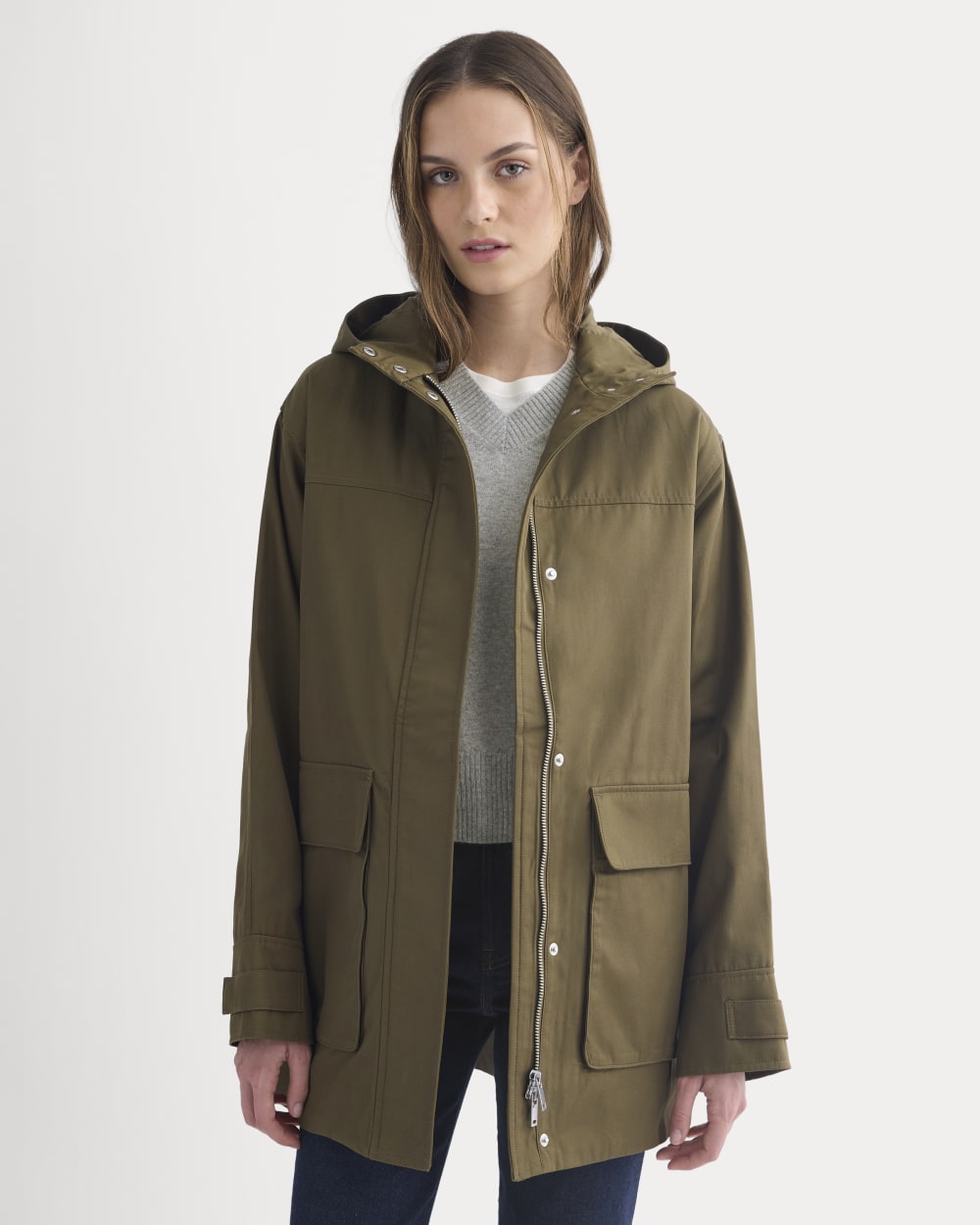 Hooded Field Jacket in Beech — front view