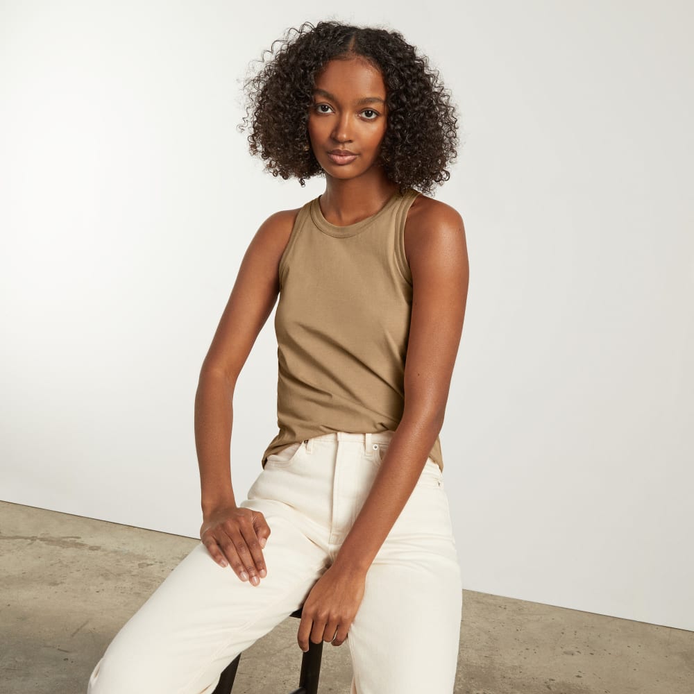 The Tank in Essential Cotton in Iced Coffee — detail view