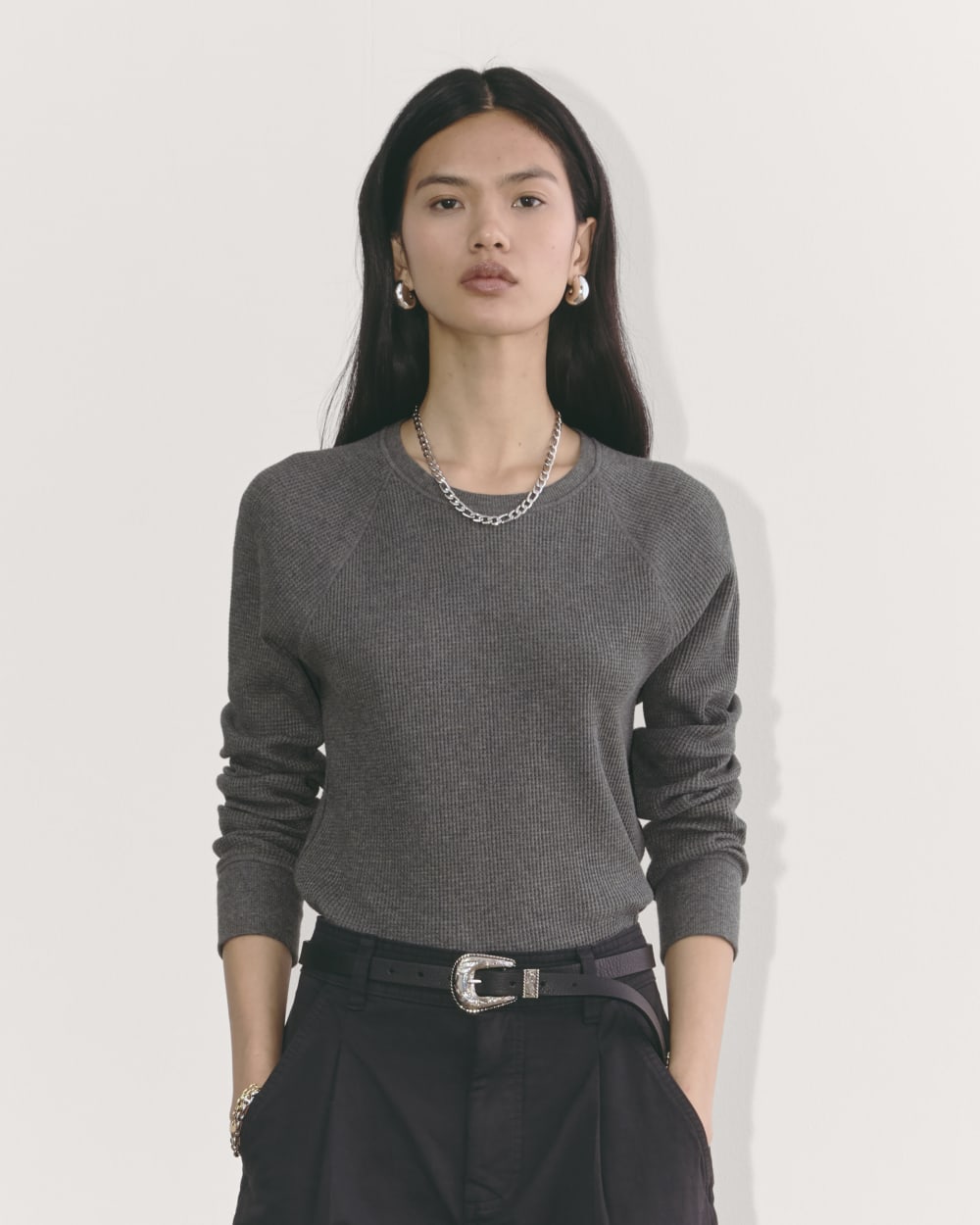 The Waffle Crew in Heathered Charcoal — front view