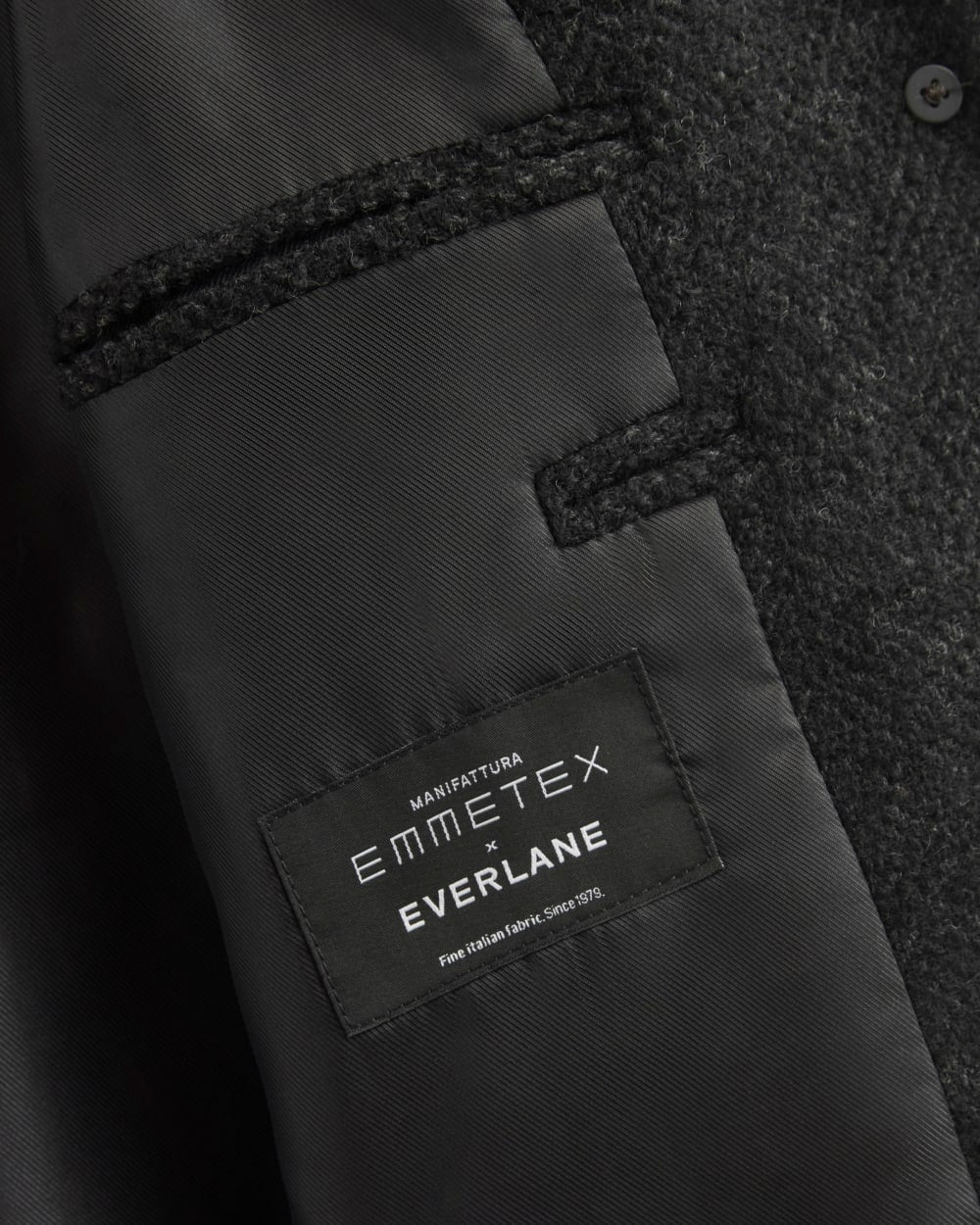 Italian Car Coat in Carbone/Black — detail view