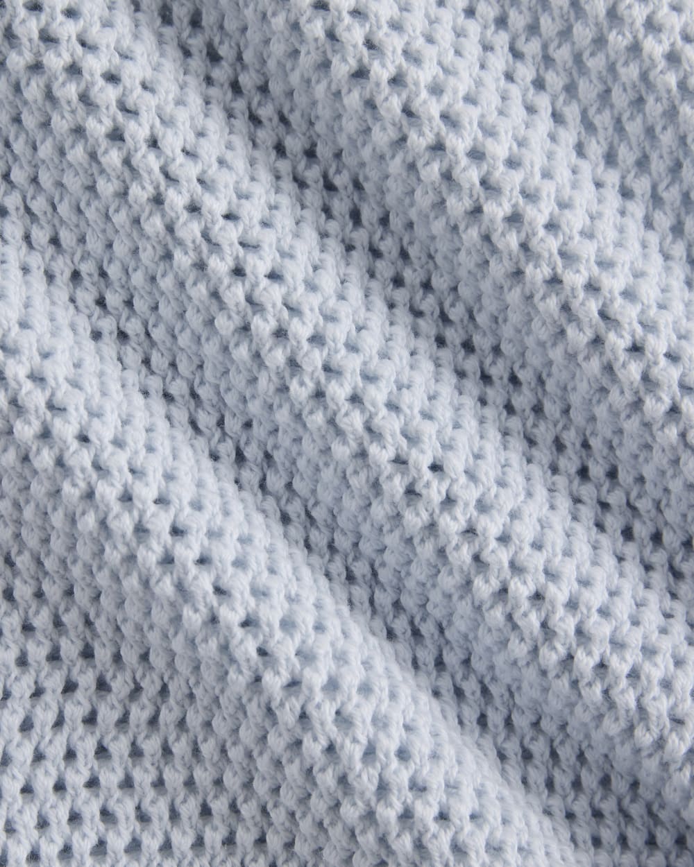 Open Knit Long-Sleeve Crew in Everyday Cotton in Skywriting — detail view
