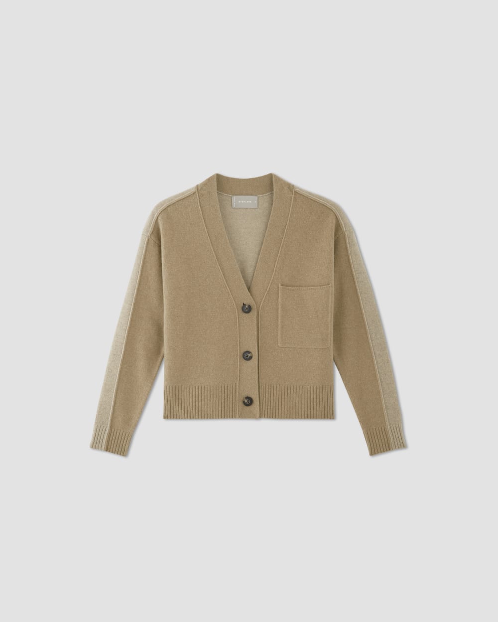 The Good Merino Wool Cardigan in Light Camel / Dark Oat — alternate view