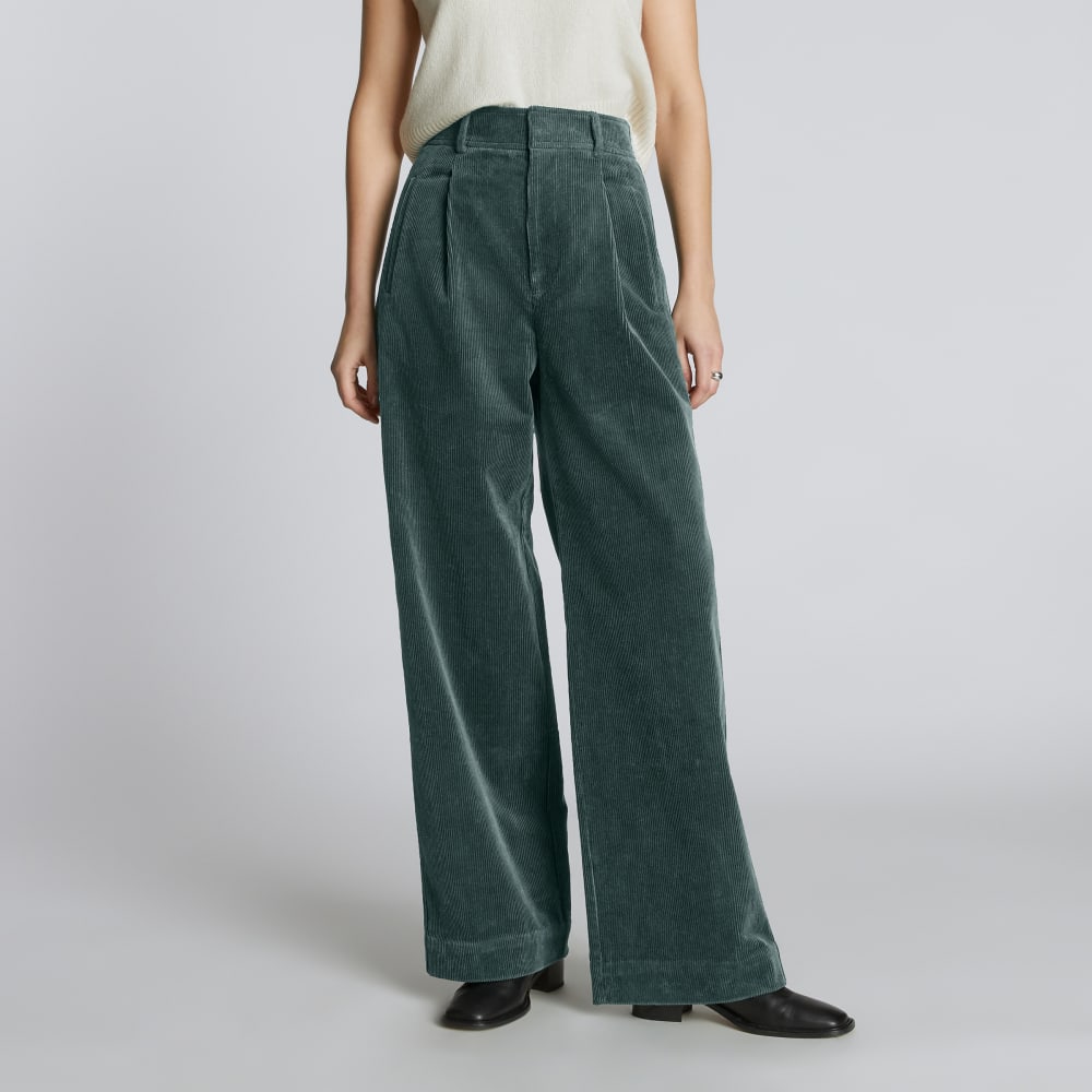 The Corduroy Way-High® Drape Pant in Evergreen — detail view