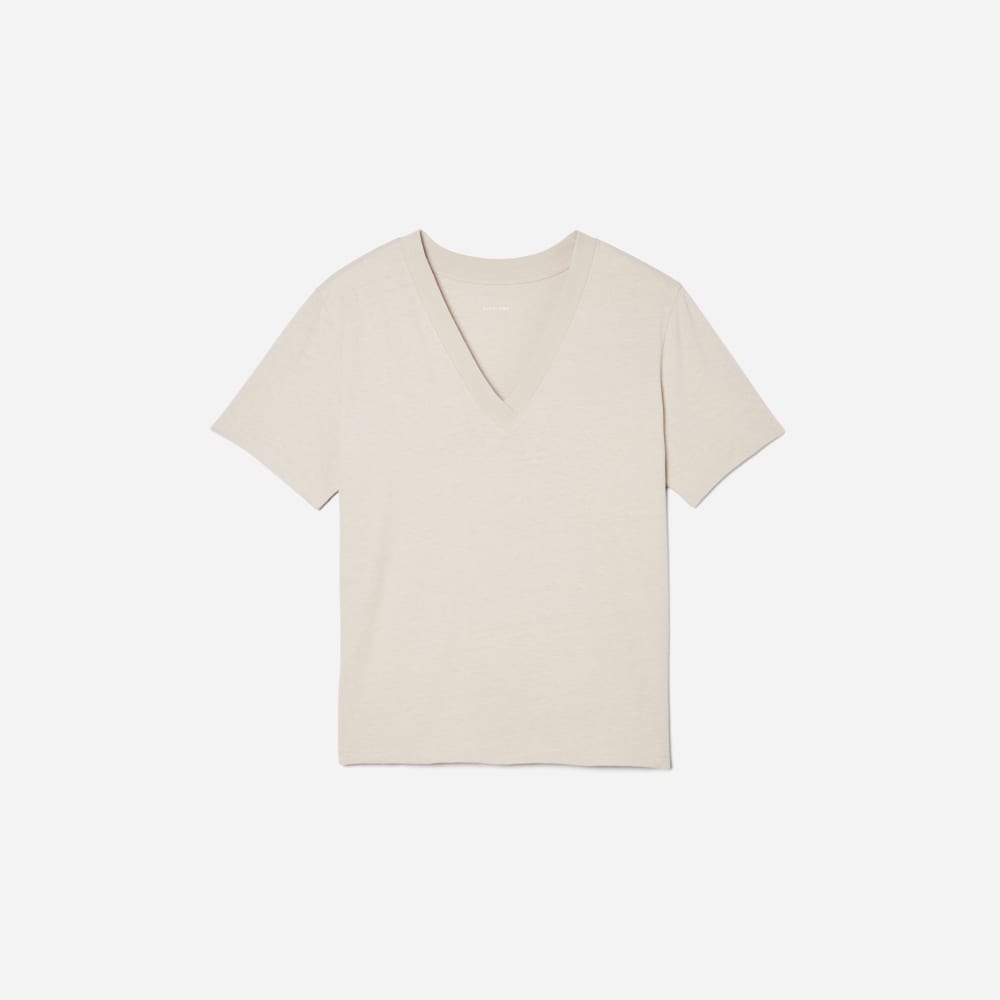 The Vintage V-Neck Hemp Tee in Moonlit Cloud — front view