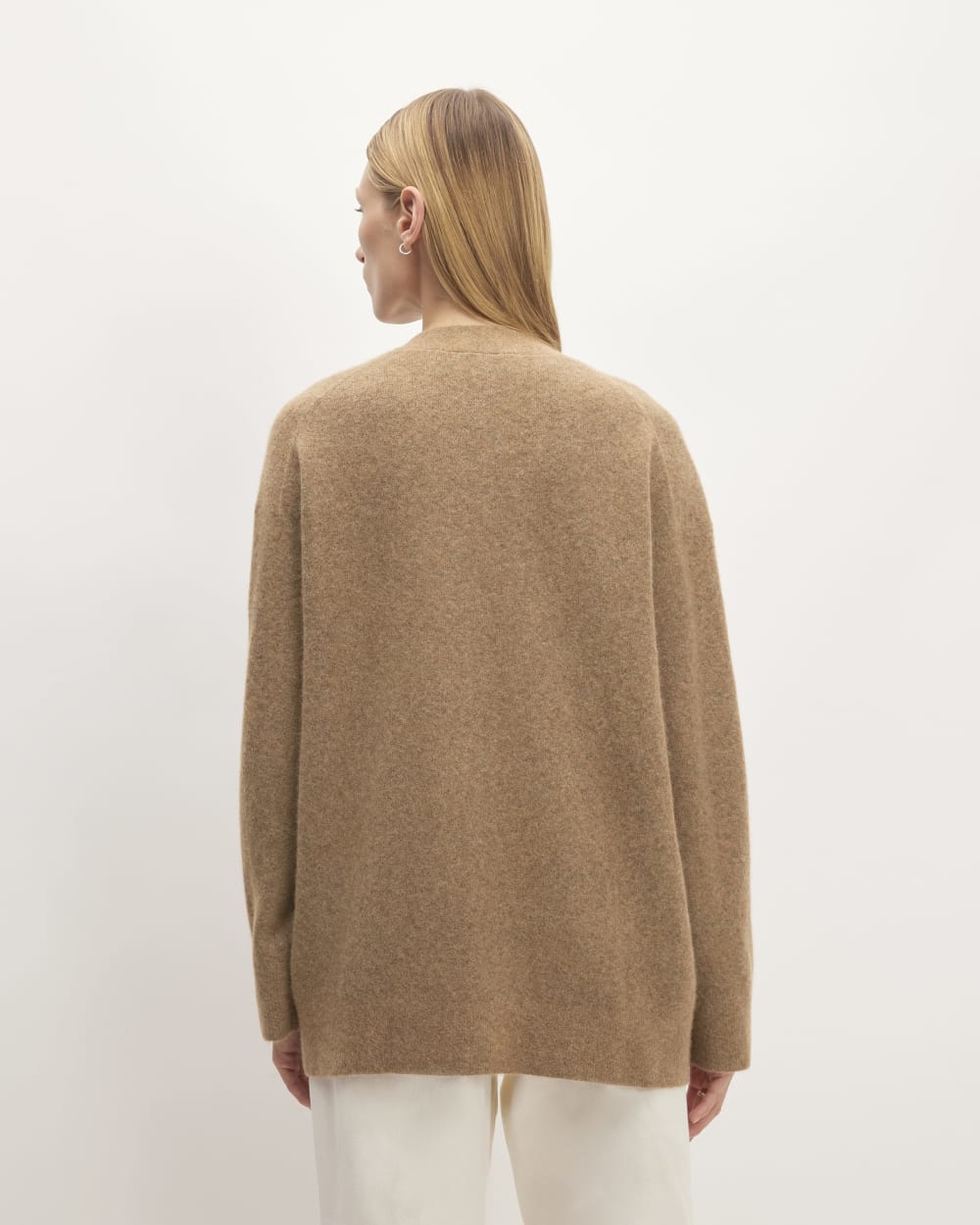 The Cozy-Stretch Relaxed Cardigan in Heathered Toasted Coconut — detail view