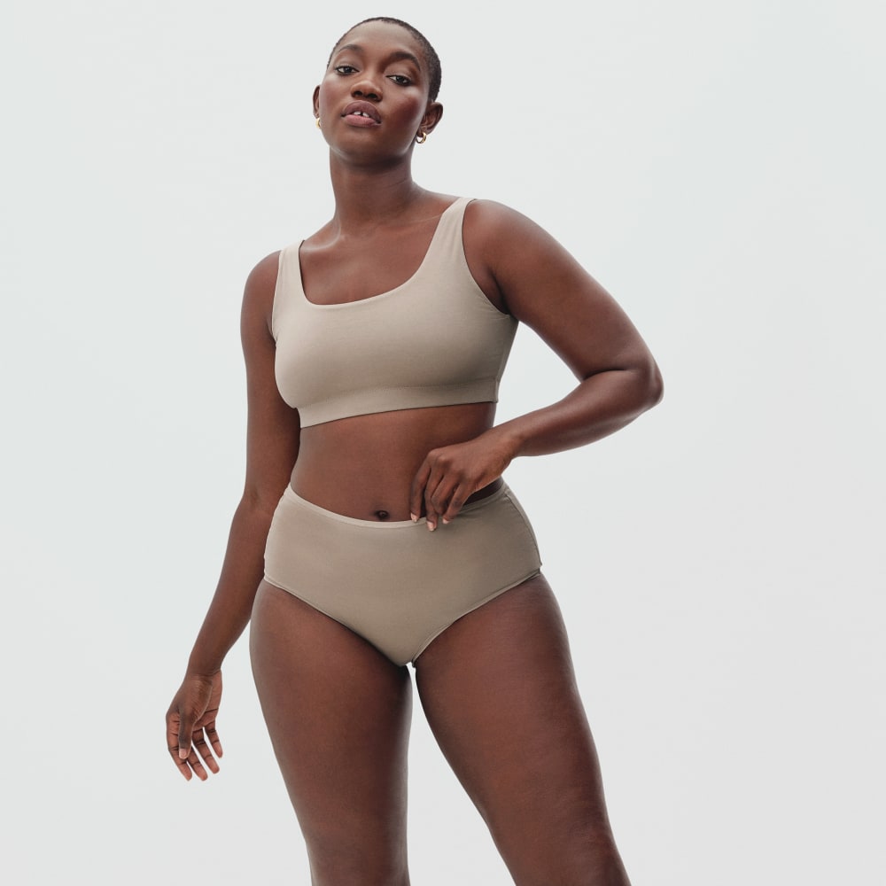 The Cotton Tank Bra in Burnt Sugar — detail view