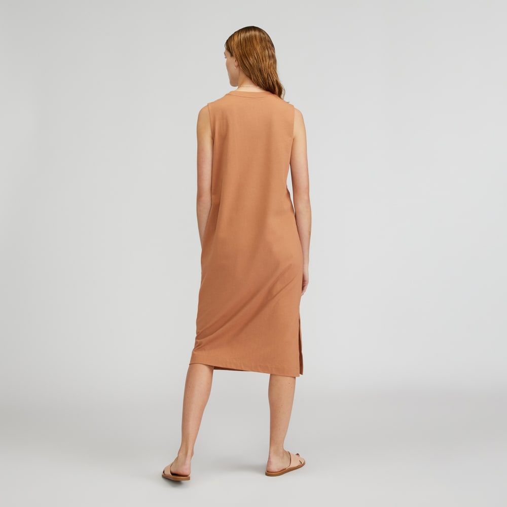 The Weekend Tank Dress in Tawny Brown — detail view