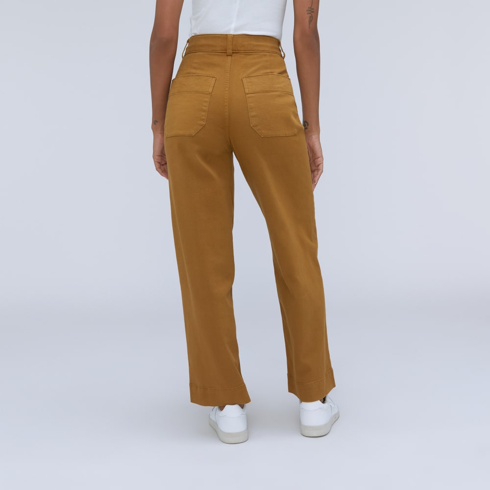 The Organic Wide-Leg Pant in Tapenade — detail view