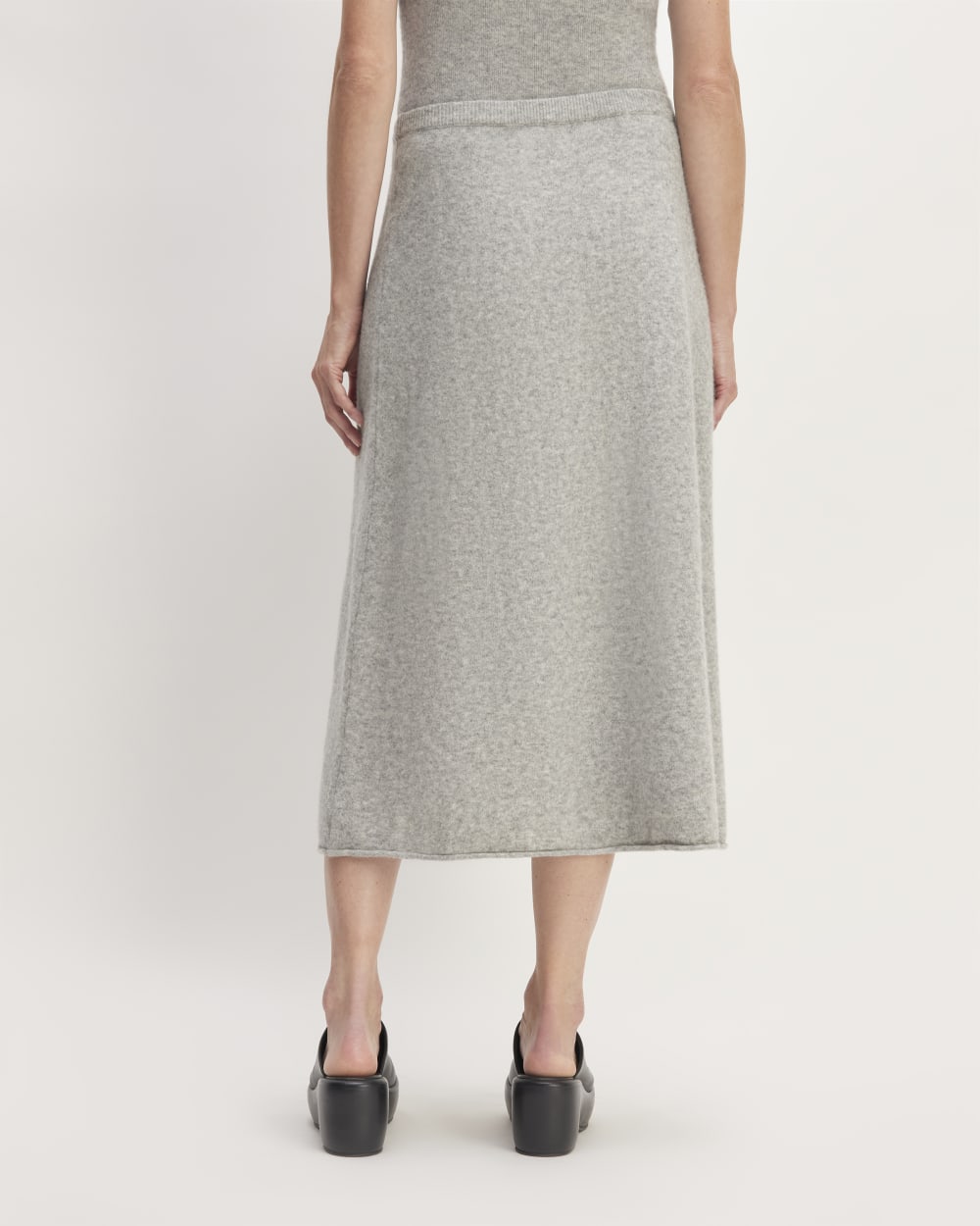 The Cozy-Stretch Skirt in Heathered Grey — detail view