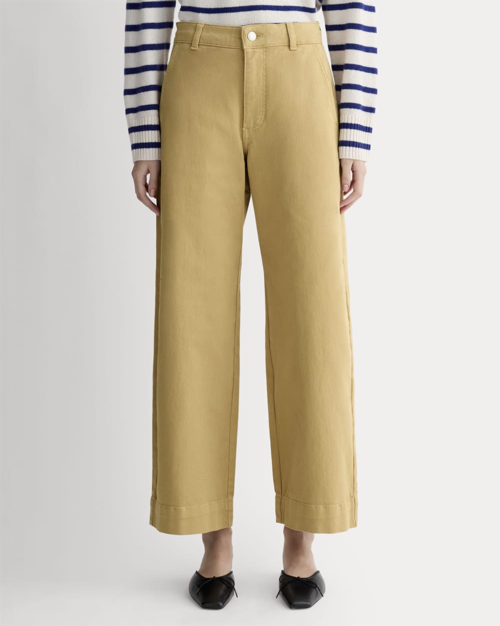 The Utility Wide-Leg Pant in Classic Khaki — detail view