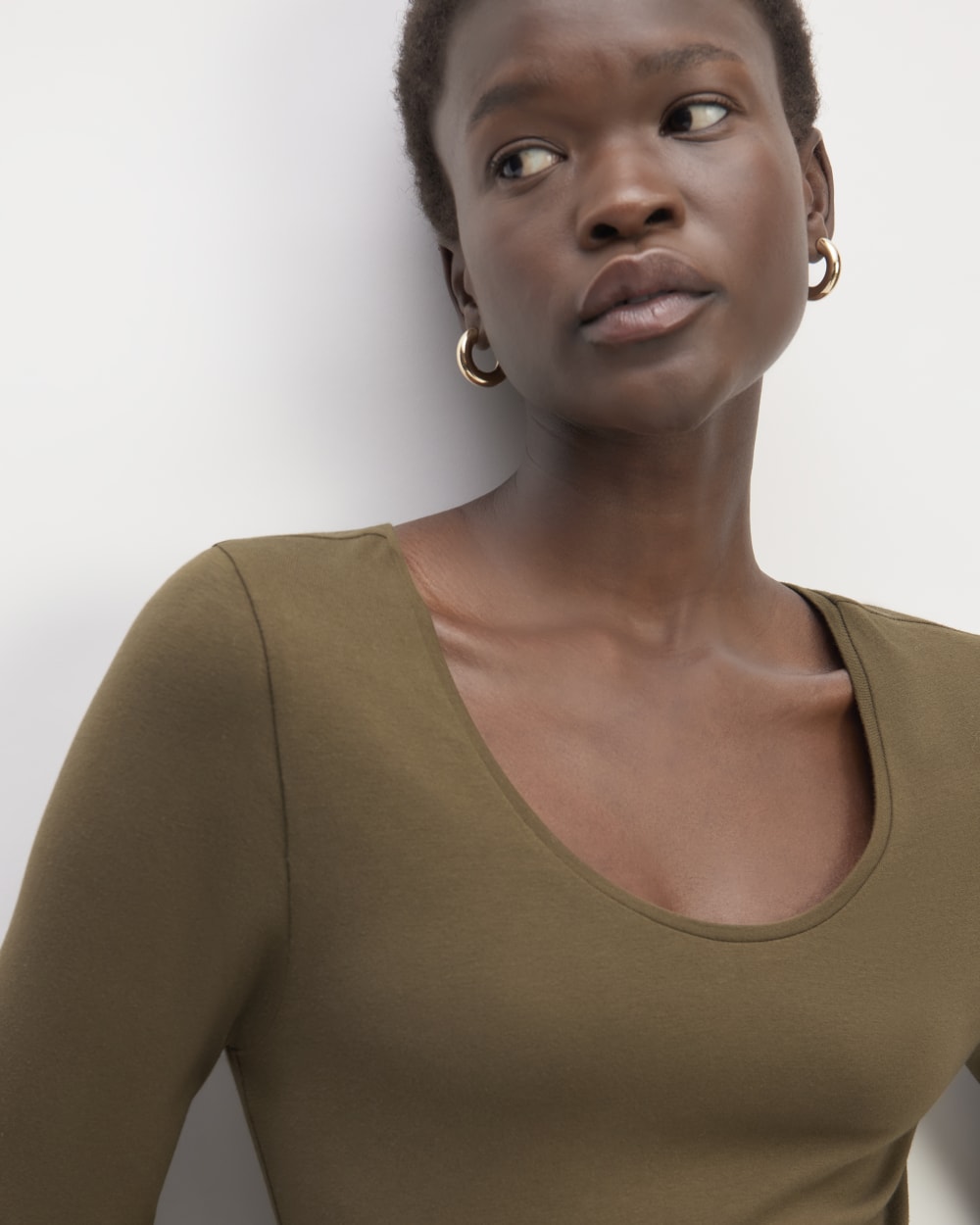 The Long-Sleeve Riviera Dress in Beech — detail view