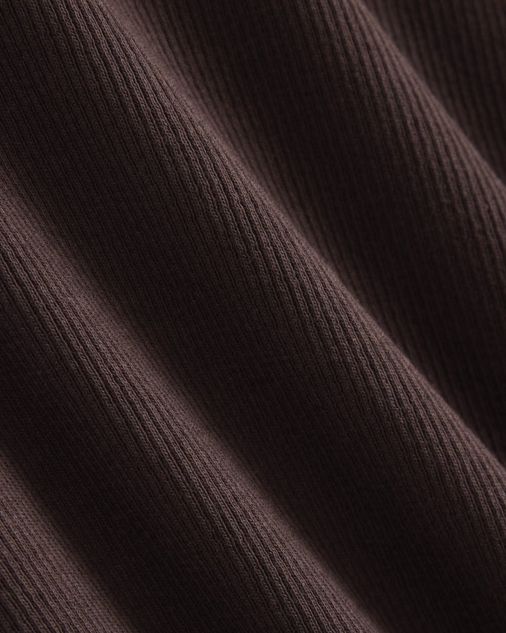 The Luxe Rib Long-Sleeve Crew in Coffee Bean — detail view