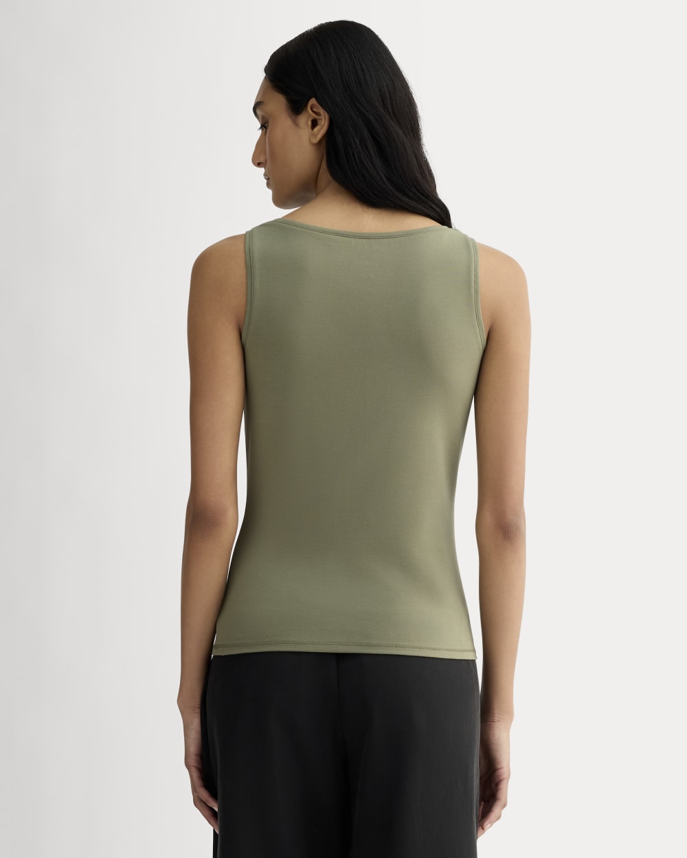 The Form Boatneck Tank in Lichen Green — detail view