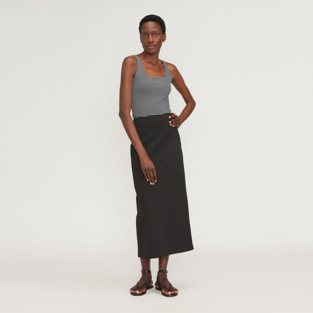 The Supima® Sleeveless Top in Black / White — detail view