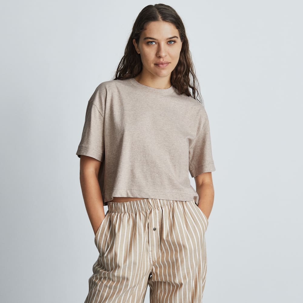 The Organic Cotton Cropped Tee in Heathered Burnt Sugar — alternate view