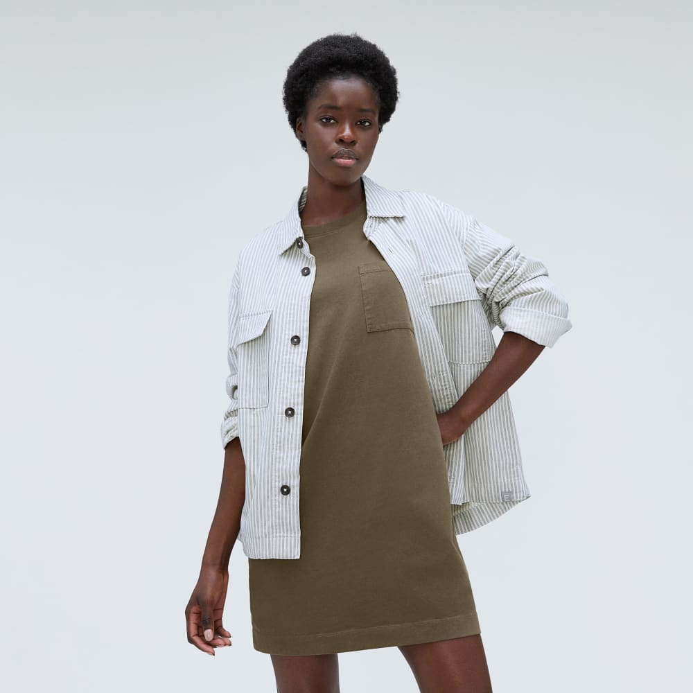 The Organic Cotton Weekend Tee Dress in Beech — detail view