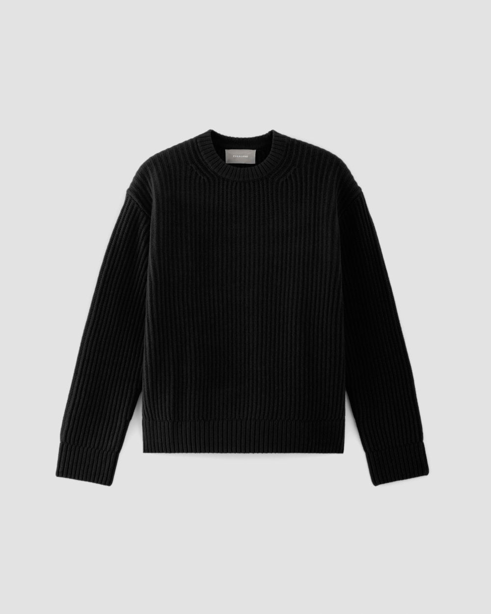The Oversized Crew in Luxe Merino in Black — front view