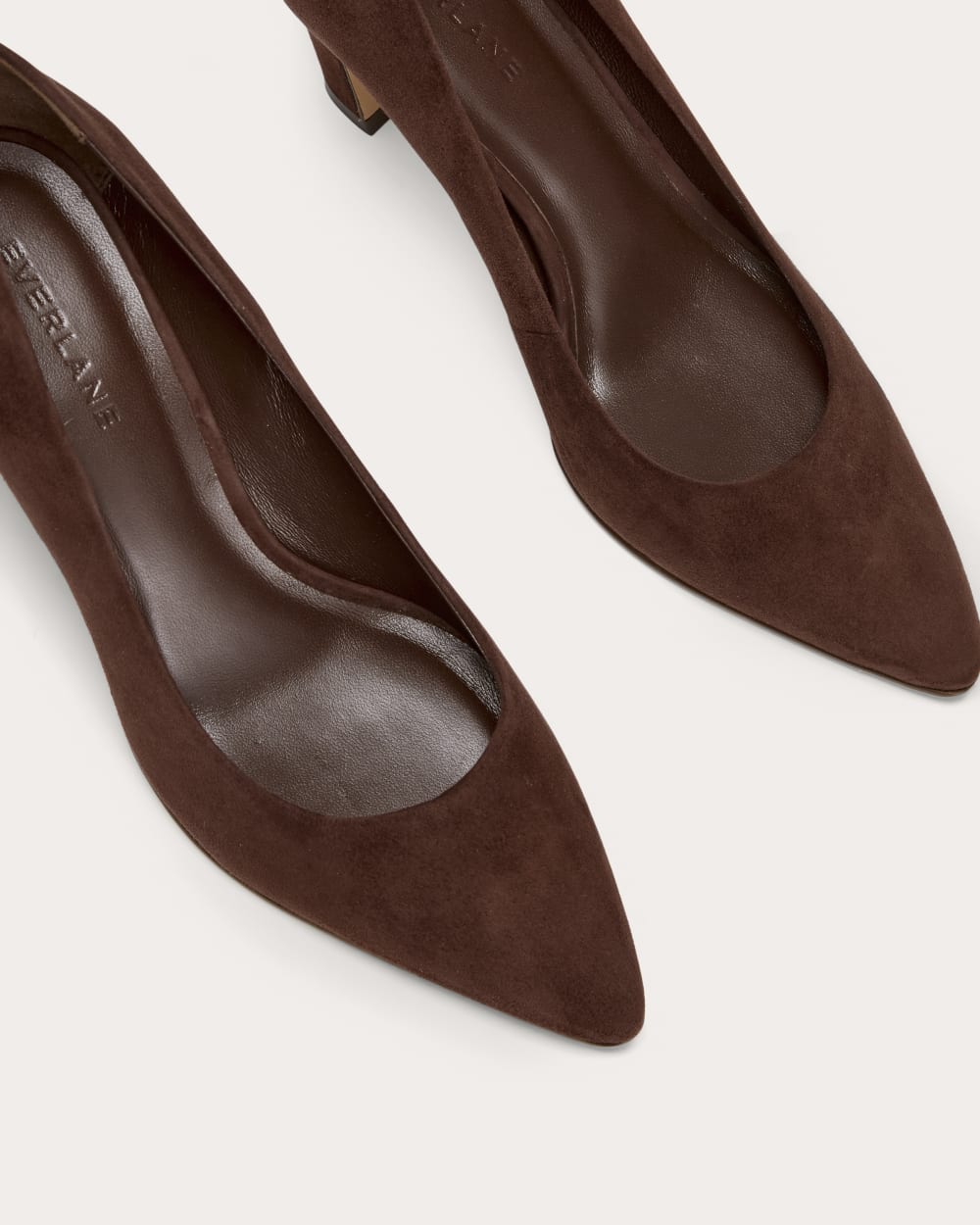 The Banana Pump in Dark Mahogany Suede — detail view