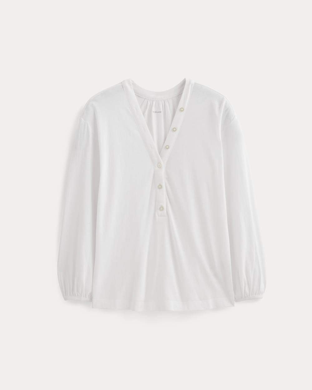 The Air V-Neck Henley in White — alternate view