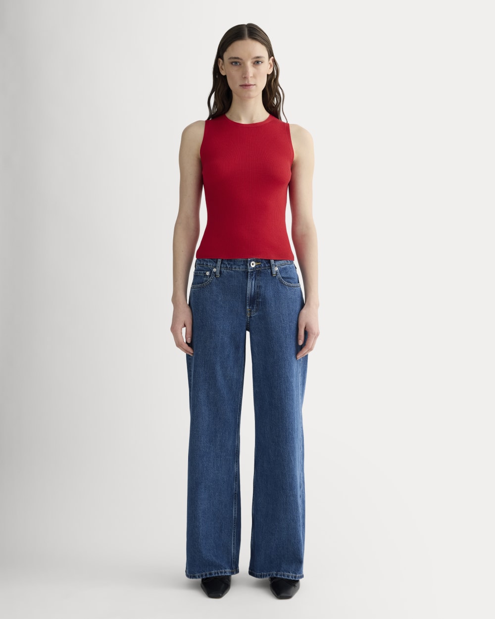 The Tank in Ultrasoft Merino in Classic Red — detail view