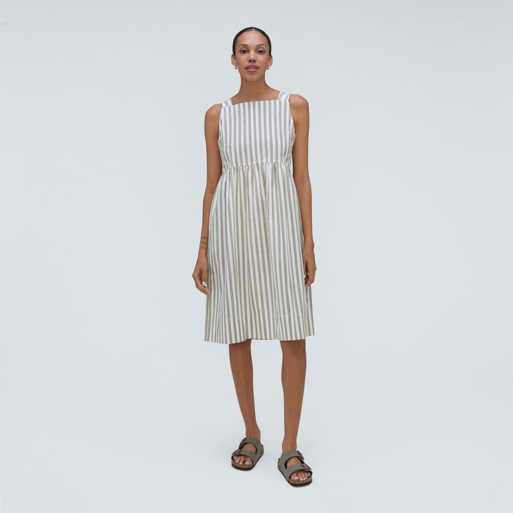 The Seersucker Midi Dress in Nutria / Off-White — alternate view