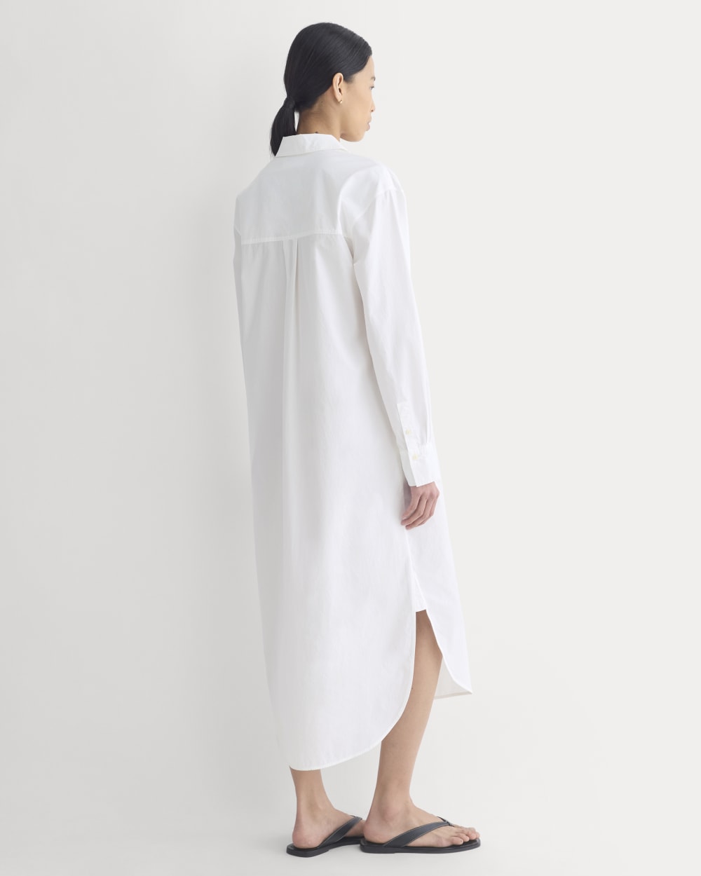 Midi Shirtdress in Ultrasoft Cotton in White — detail view