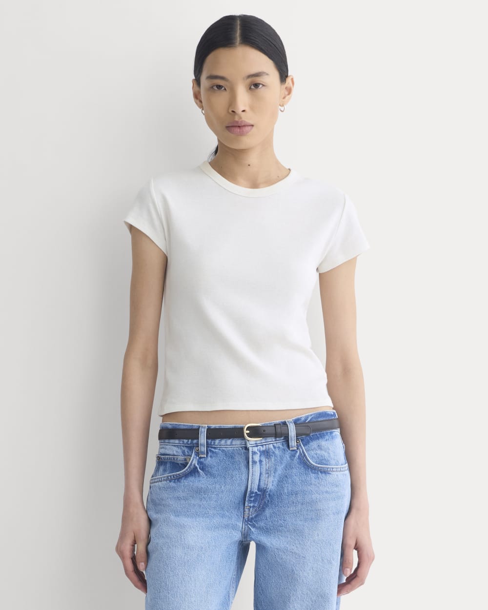 RetroSoft Cotton Crew in Bone — front view