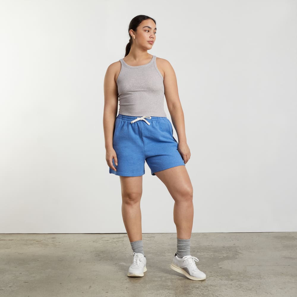 The Pima Micro-Rib Short Tank in Heathered Grey — detail view
