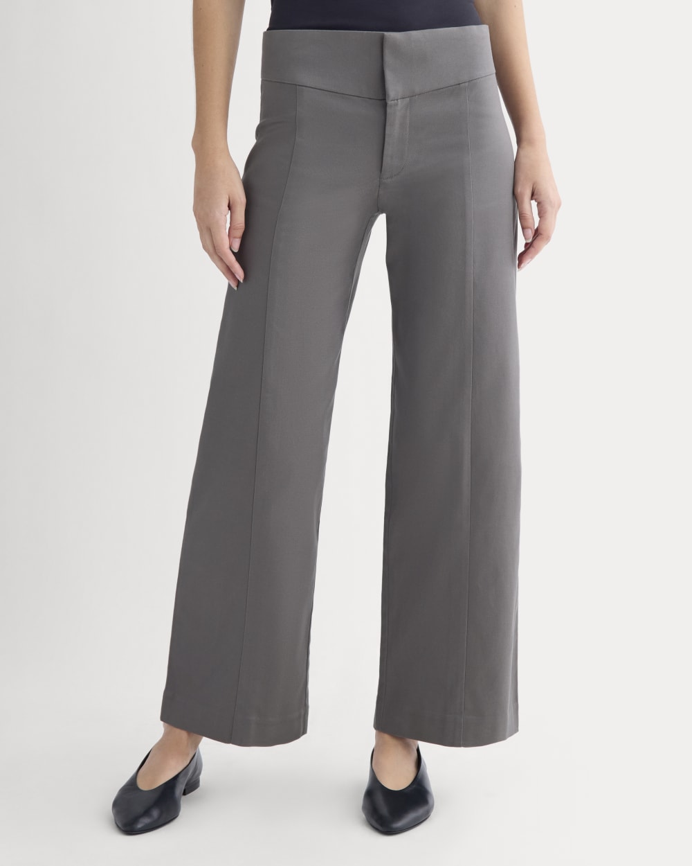 Tailored Drape Seam Pant in Charcoal Grey — detail view