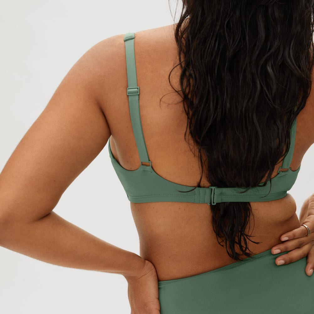 The Square-Neck Bikini Top in Herb — detail view
