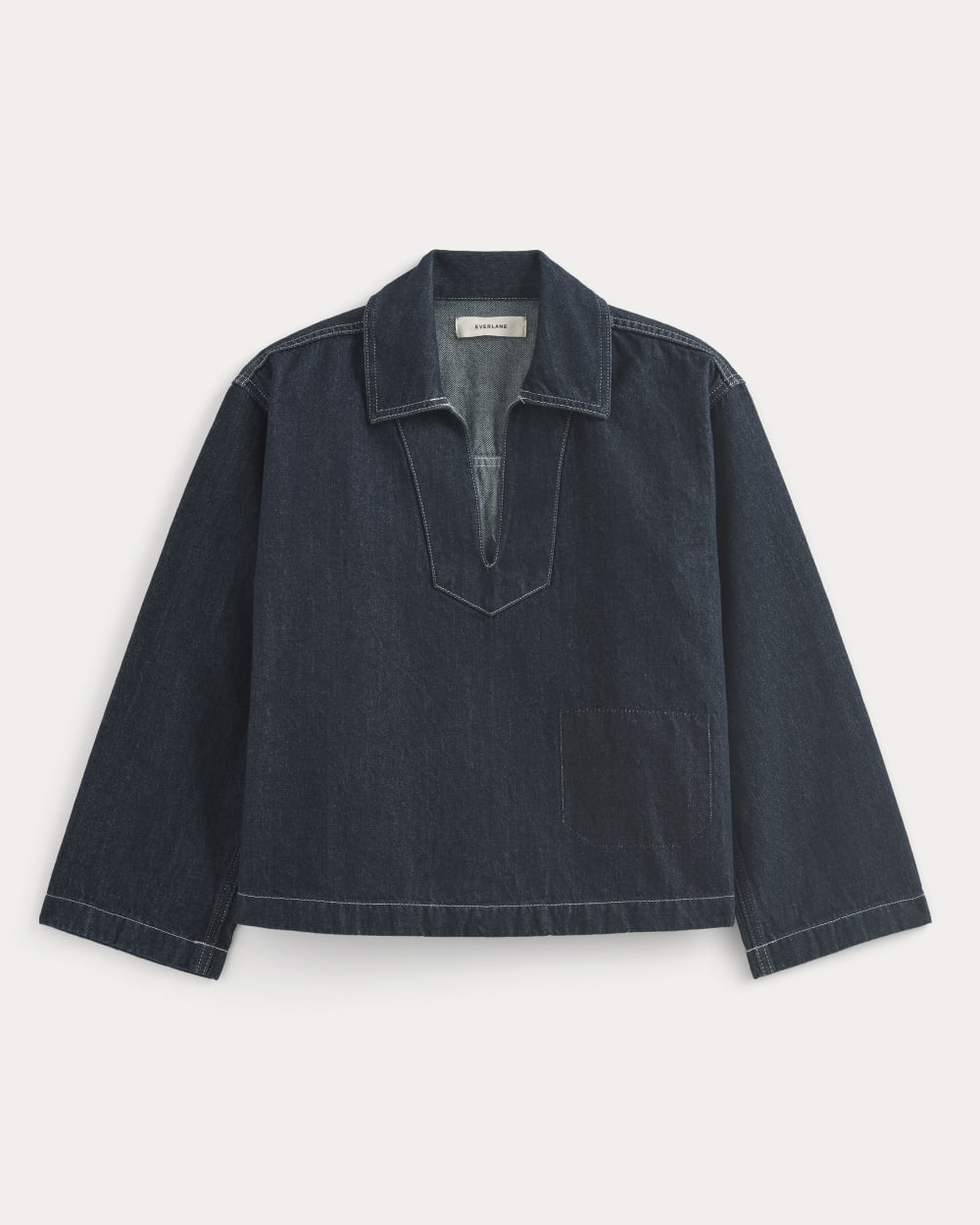 The Cropped Denim Tunic in Tungsten Rinse — alternate view